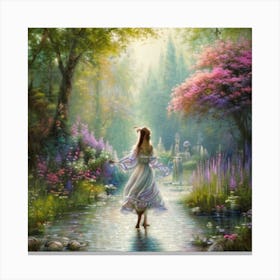 Girl In A Garden 2 Canvas Print