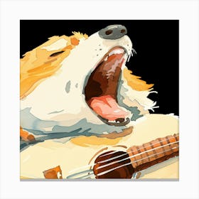 Corgi Playing Guitar Canvas Print