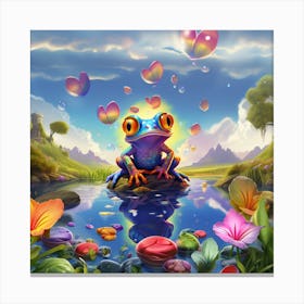 Frog & Flowers Canvas Print