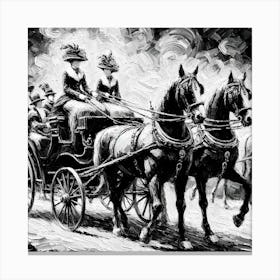 Black and white Horse Drawn Carriage Canvas Print