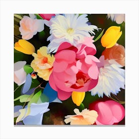 Pink Peony Bouquet Canvas Print