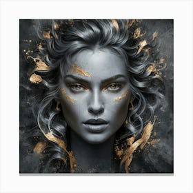 Golden Reverie: Portrait of Grace and Elegance Canvas Print