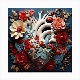 Heart with rose Canvas Print