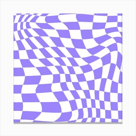 Warped Check Purple Square Canvas Print