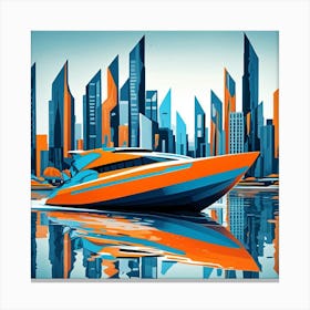 Futuristic Motor Launch Cubism Style Canvas Print