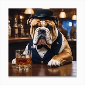 Bulldog Bartender Canvas Print
