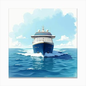 Luxurious Cruise Ship Sailing Through Watercolor Waters 1 Canvas Print