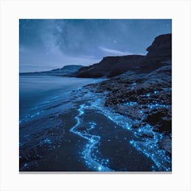 A Mesmerizing View As The Bioluminescent Waves Caress Canvas Print