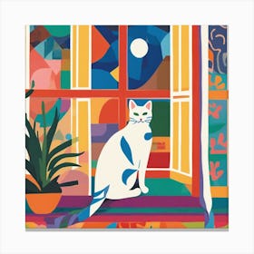 Matisse Inspired Open Window Cat Art Print Canvas Print