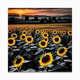 Sunflowers At Sunset 5 Canvas Print
