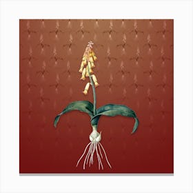 Vintage Watsonia Botanical on Falu Red Pattern Canvas Print