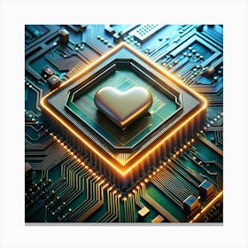 Heart On A Circuit Board Canvas Print