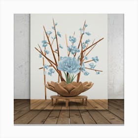 Blue Flowers In A Vase 1 Canvas Print