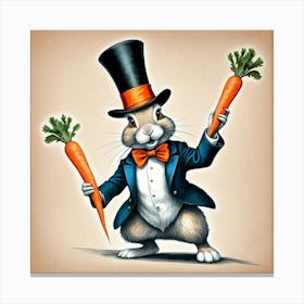 Rabbit With Carrots 36 Canvas Print