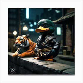 Kung Fu Duck And Tiger Canvas Print