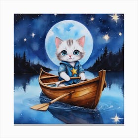 Cat In A Boat 17 Canvas Print