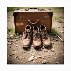 Photograph A Pair Of Worn Out Shoes Or A Well Traveled Suitcase Symbolizing The End Of A Journey And 3524552744 Canvas Print