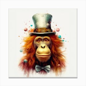 Monkey In Top Hat Canvas Print