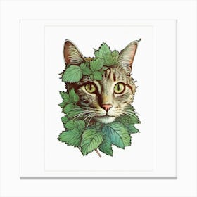 Cat With Leaves 2 Canvas Print