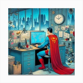 Superman At Work 1 Canvas Print
