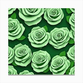 Green Roses On Green Background 1 Canvas Print