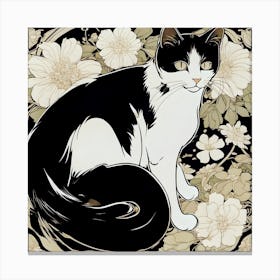 Cat With Flowers Canvas Print