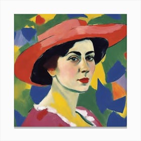 Woman In A Red Hat 3 Canvas Print
