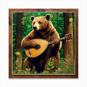 Bear Playing A Lute Canvas Print