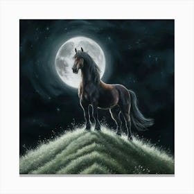 Horse In The Moonlight 40 Canvas Print