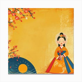 Korean Girl In Traditional Dress 1 Canvas Print