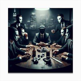 Group Of Men Playing Poker Canvas Print