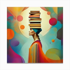 Colorful Harmony Between Books and Elegance Canvas Print