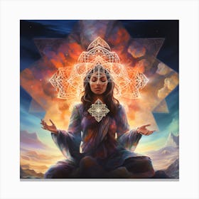 Meditating Woman. Spiritual Awakening Canvas Print