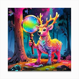 Deer With A Magnifying Glass 8 Canvas Print