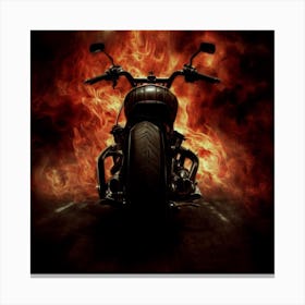 Motorcycle In Flames Canvas Print