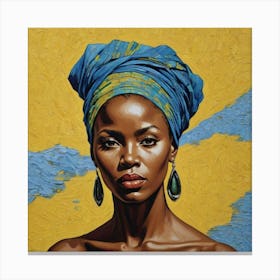 A Woman In Blue Canvas Print