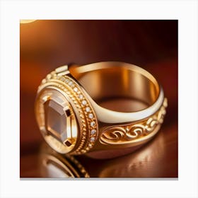 Gold Ring With Diamonds Canvas Print