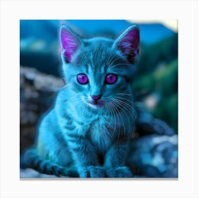 Blue Kitten With Purple Eyes Canvas Print