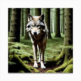 Wolf In The Forest 50 Canvas Print