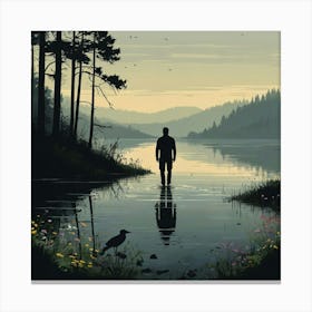 Man Standing In Water 7 Canvas Print