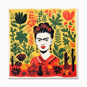Frida Kahlo Lino Print Canvas Print
