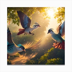Peacockbidrs Is Flying Canvas Print