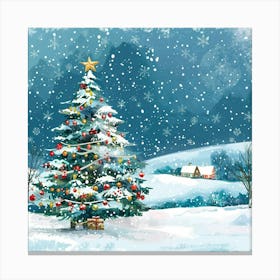 Christmas Banner Texture With A Snowy Landscape Canvas Print