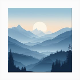 Misty mountains background in blue tone 4 Canvas Print