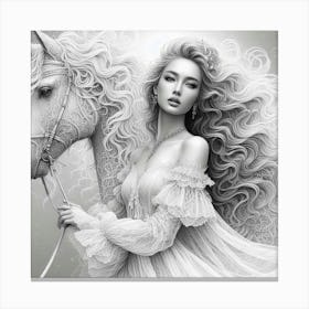 Girl With A Horse Canvas Print