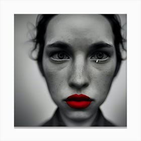 Portrait Of A Woman With Red Lipstick Canvas Print