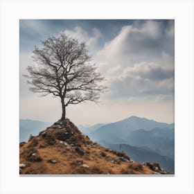Lone Tree On Top Of Mountain 17 Canvas Print
