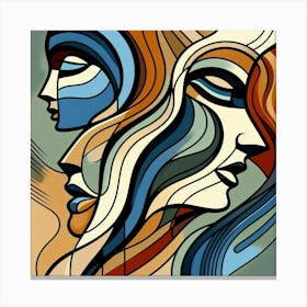 Two Women'S Heads Canvas Print