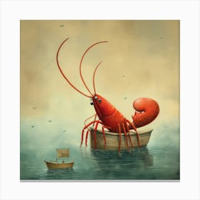 Lobster In A Boat 1 Canvas Print