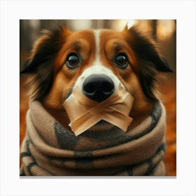 Dog With Tape On His Mouth Canvas Print